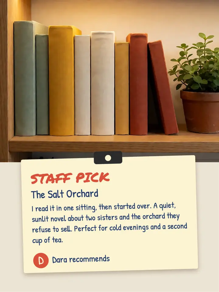 Fernhollow Books staff pick post: bookstore staff pick recommendation post template