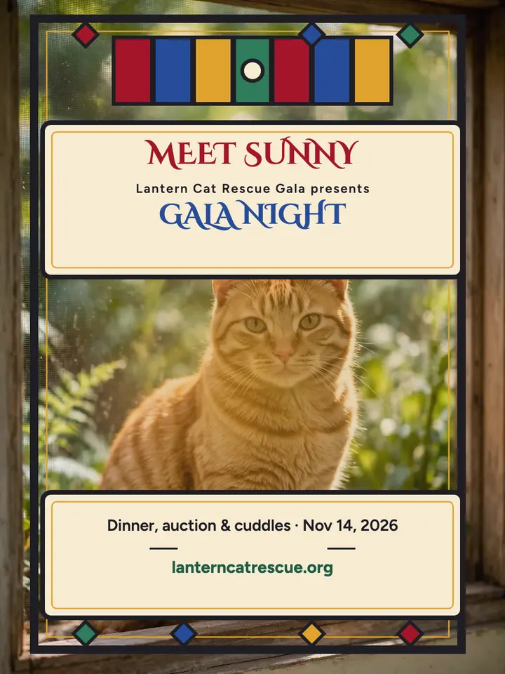 Lantern Cat Rescue stained glass gala portrait template