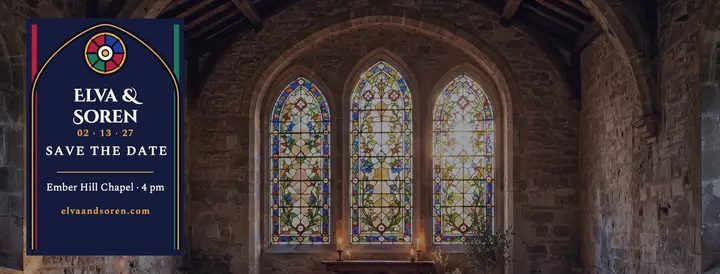 Elva and Soren stained glass chapel cover template