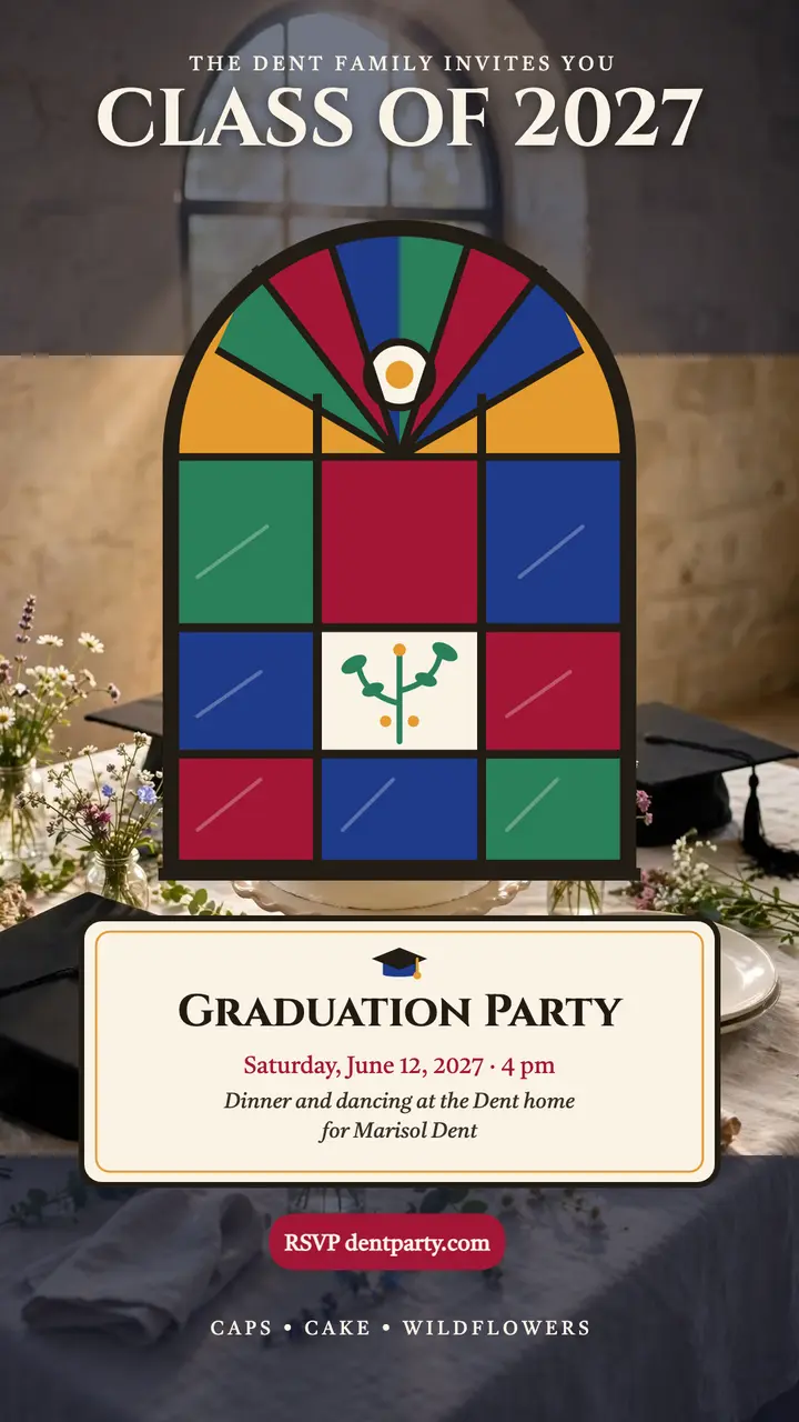 Stained glass graduation party invite story template