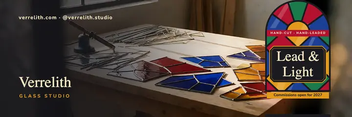 Verrelith stained glass commissions X header: stained glass studio header template