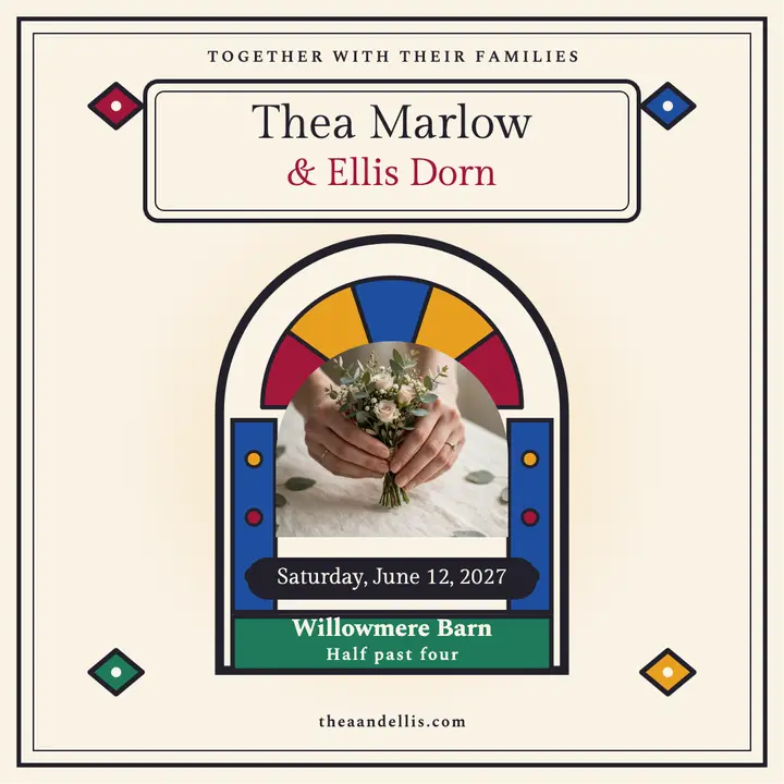 Thea and Ellis stained glass invitation template