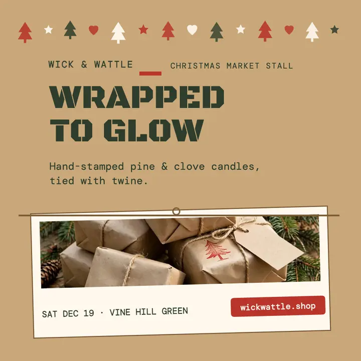 Wick and Wattle stamped candle market post template
