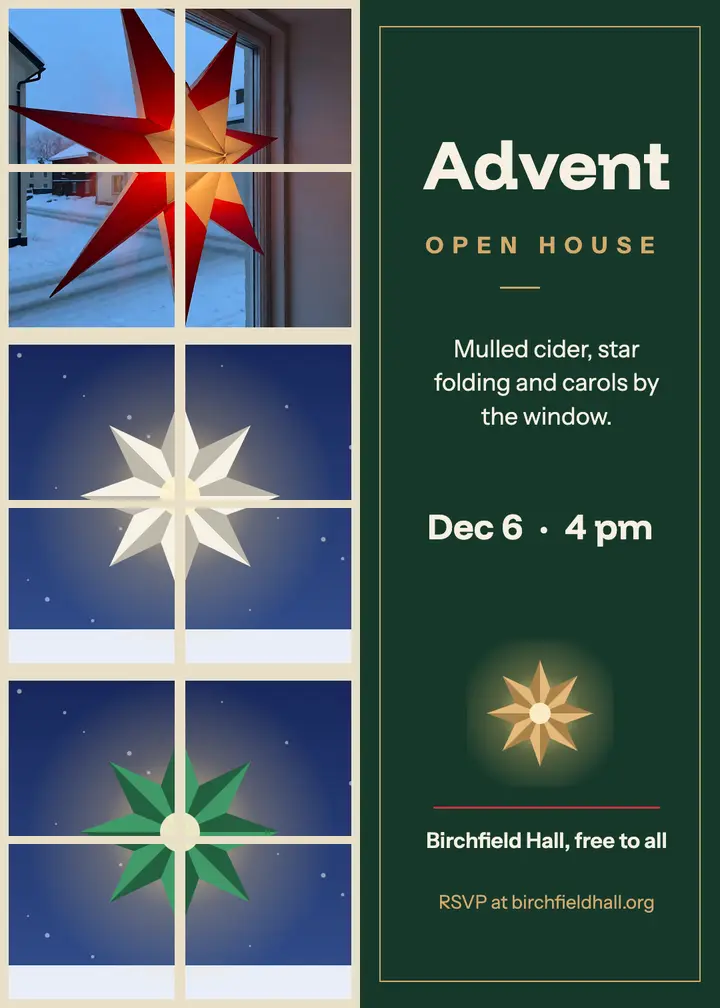 Birchfield Hall advent open house invitation template