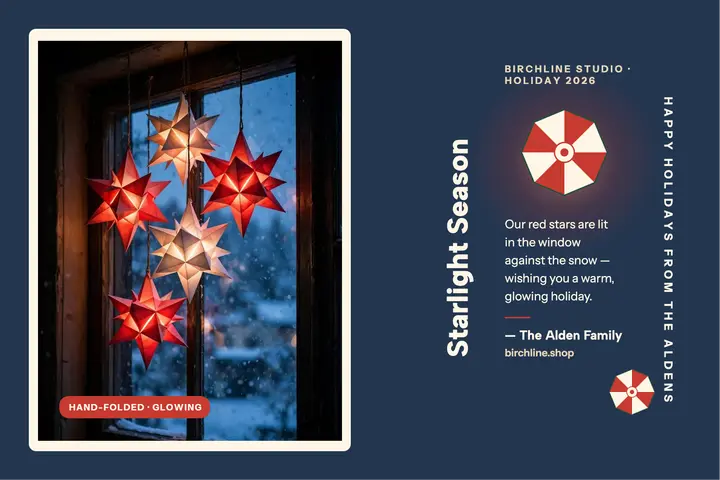 Star lantern holiday postcard from Birchline template