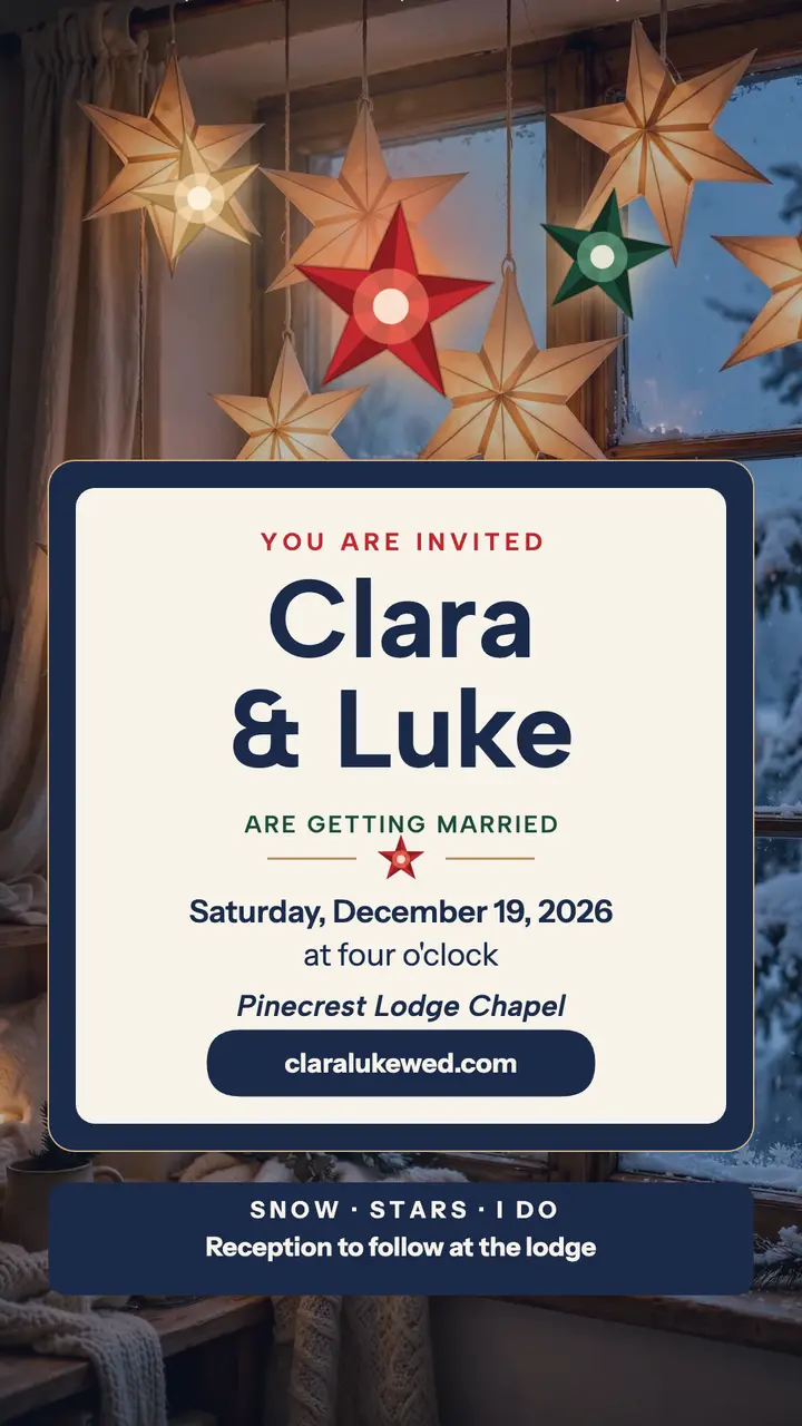 Clara and Luke winter star wedding story template