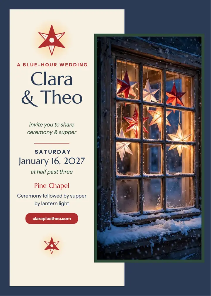 Clara and Theo star lantern winter invitation template
