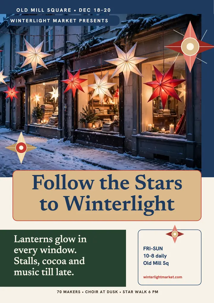 Winterlight holiday market flyer template