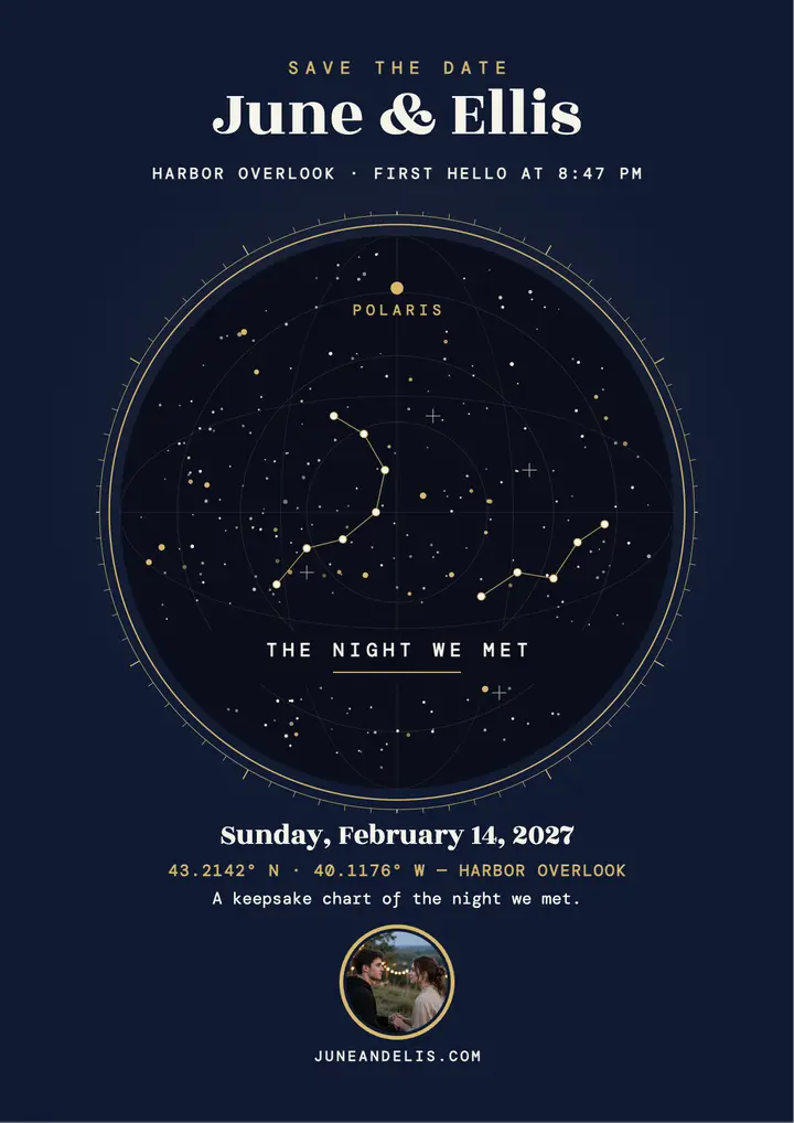 June and Ellis star map save the date template