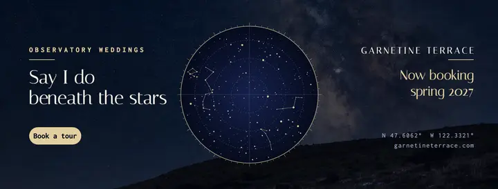 Garnetine Terrace observatory wedding venue star map cover: wedding venue cover template