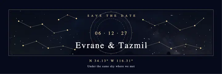 Star map wedding save the date header template