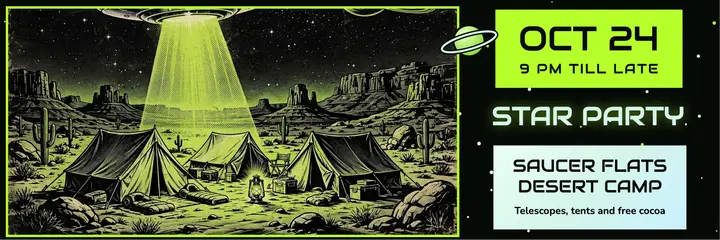 Desert star party X header, alien-core: star party event header template