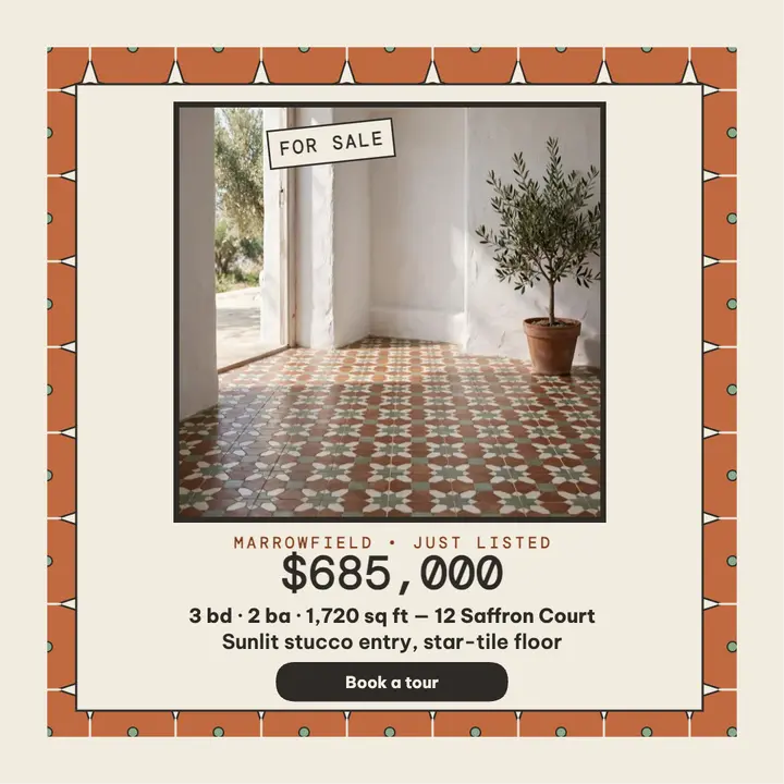 Star tile entry listing, Saffron Court: tile entry home listing template