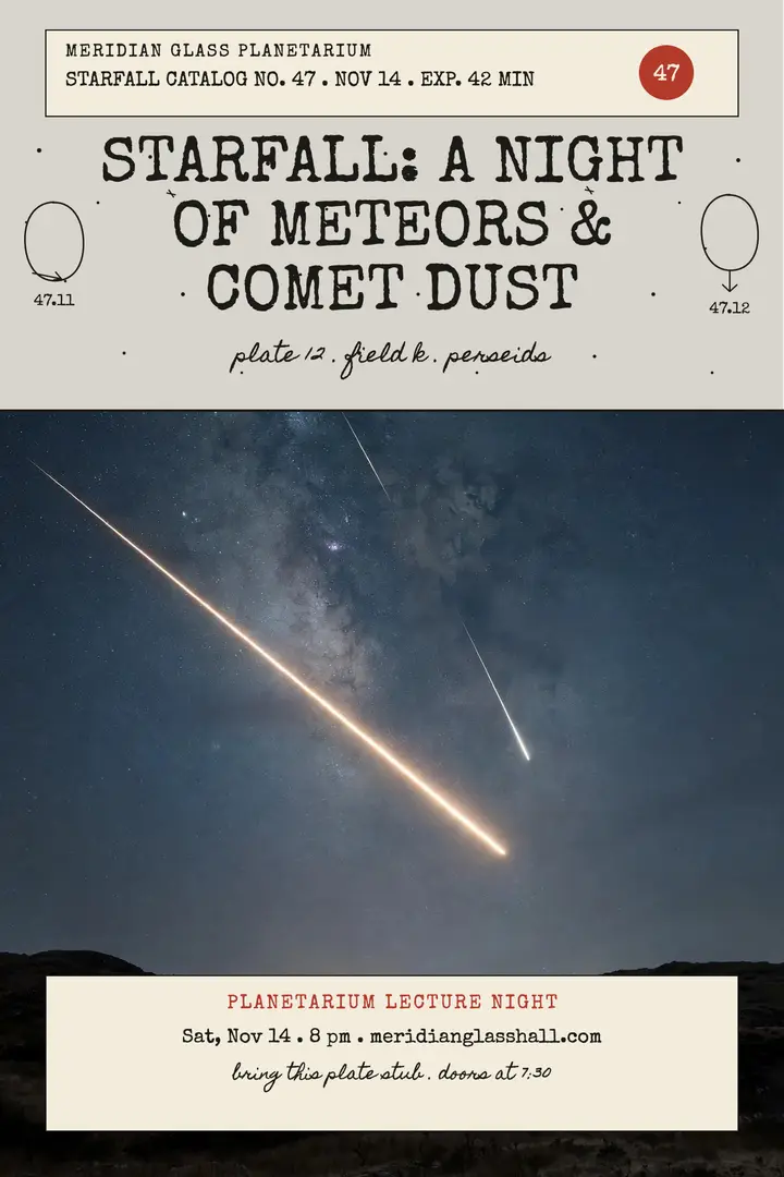 Meridian starfall meteor lecture poster template