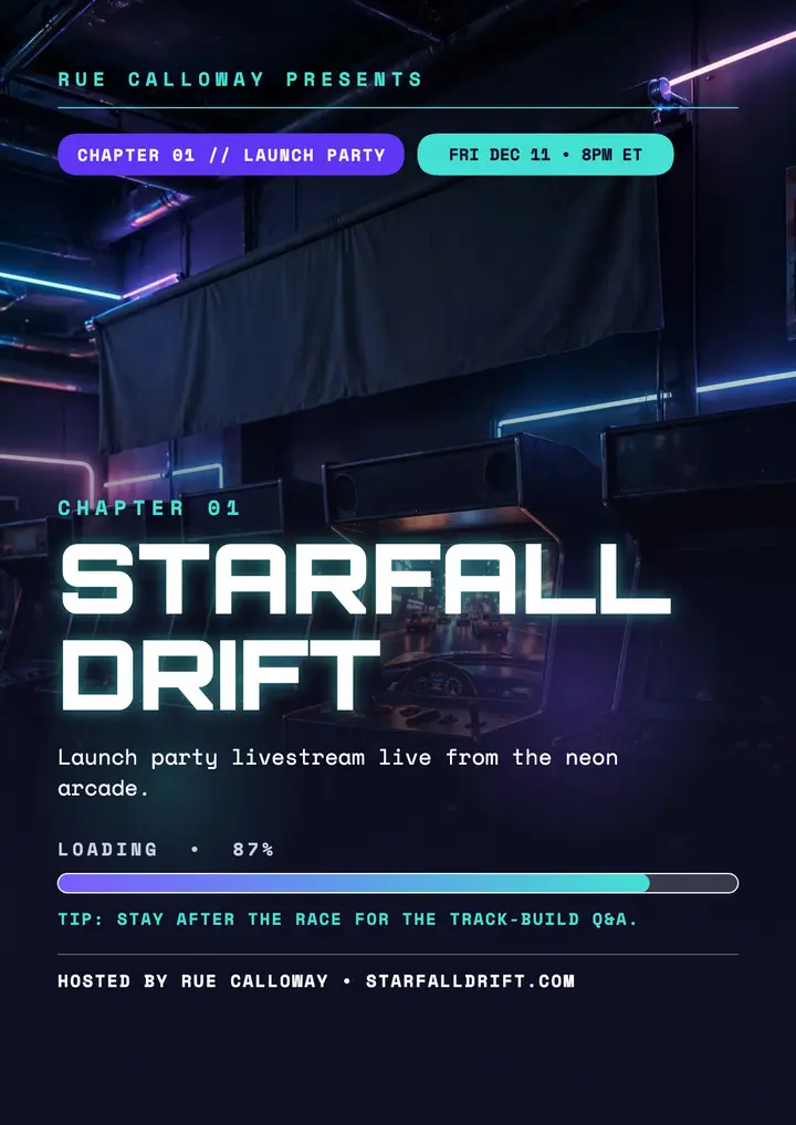 Starfall Drift launch party flyer template