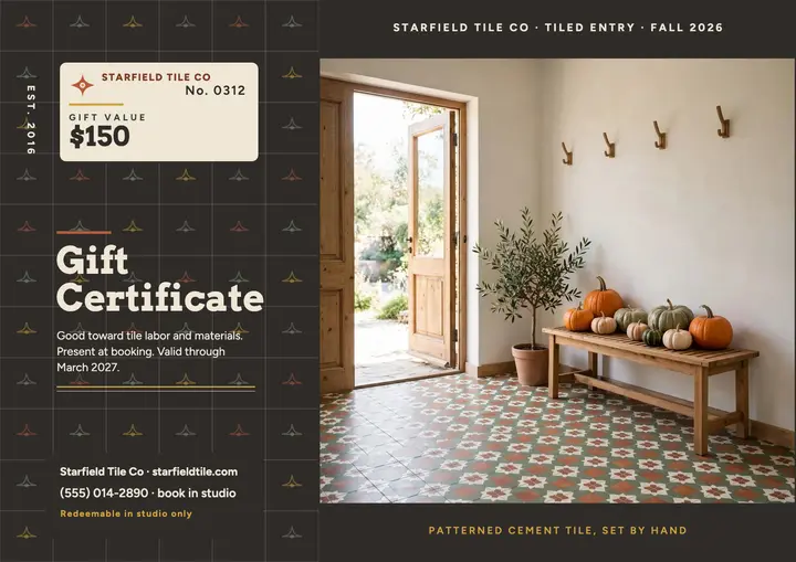 Starfield Tile gift certificate, tiled entry: tile gift certificate template