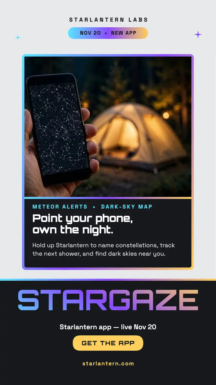 Starlantern stargazing app launch story template