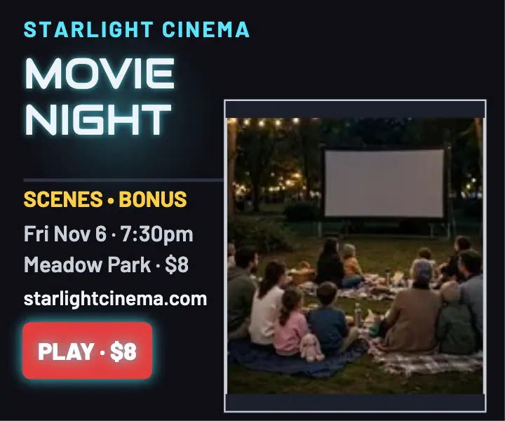 Starlight Cinema movie night DVD ad template