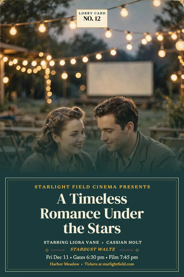 Starlight cinema romance night poster template
