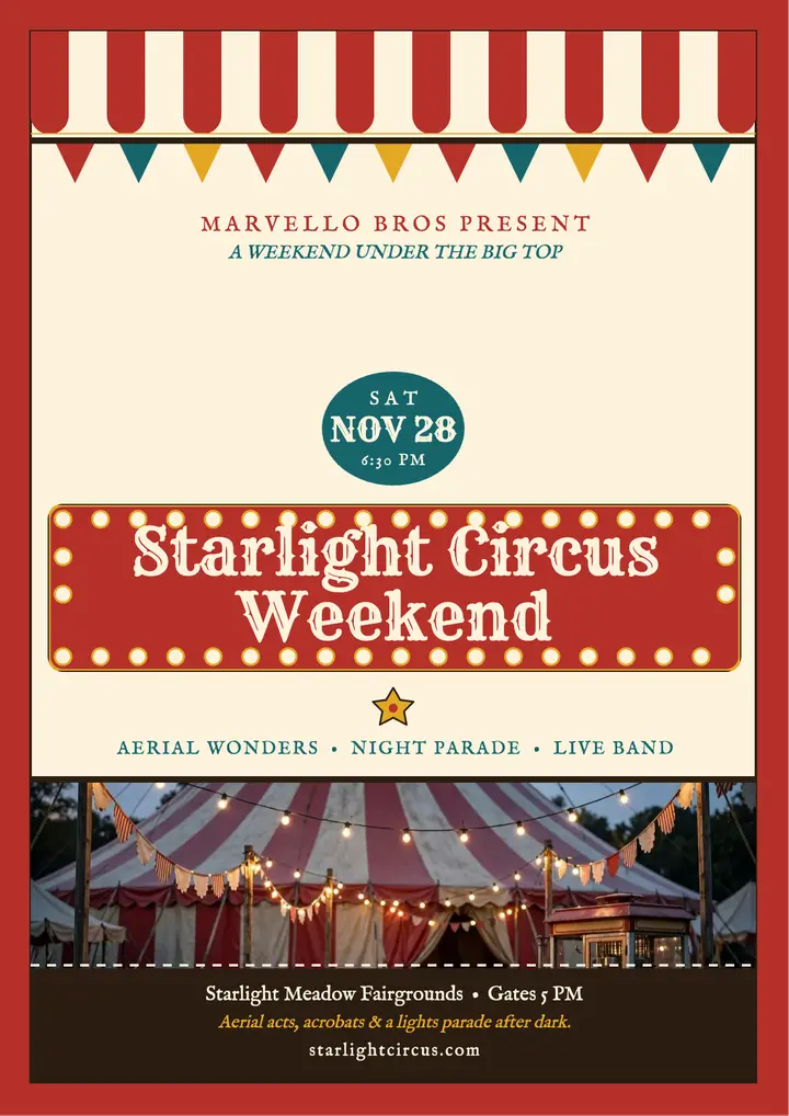Starlight Circus weekend flyer template