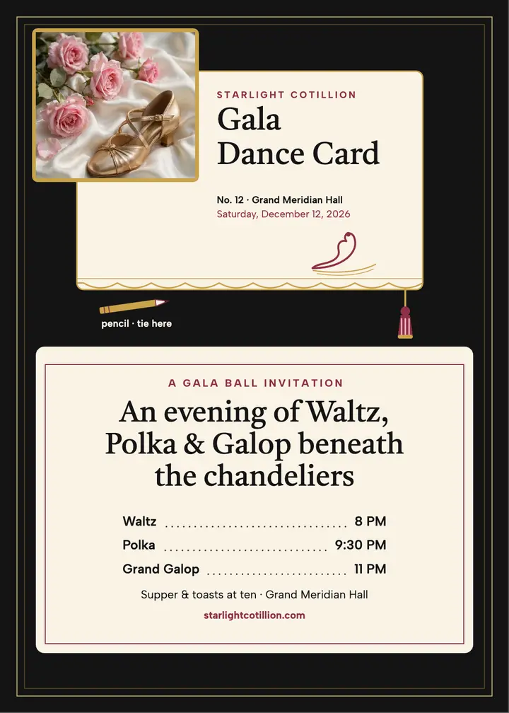 Starlight Cotillion gala dance card template