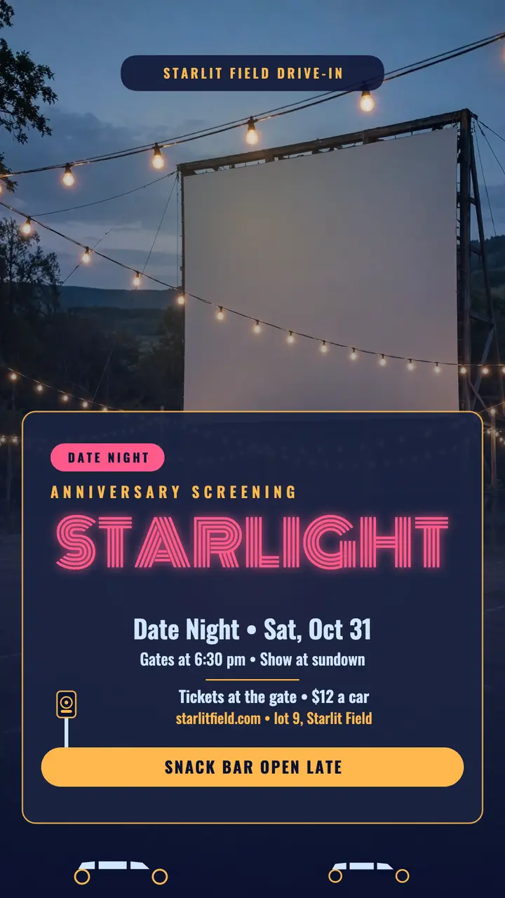 Starlit Field drive-in date night story template