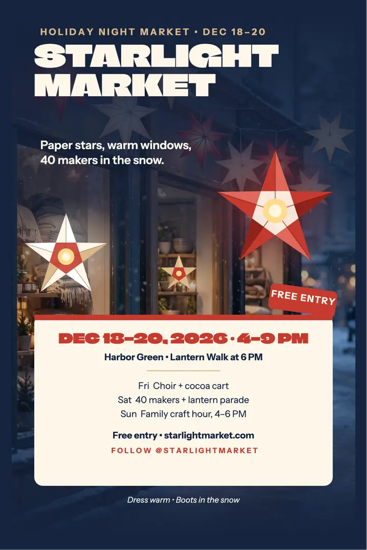 Starlight holiday night market poster template