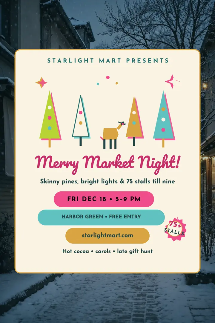 Starlight Mart Christmas night market poster template