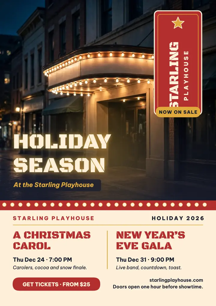 Starling Playhouse holiday marquee flyer template