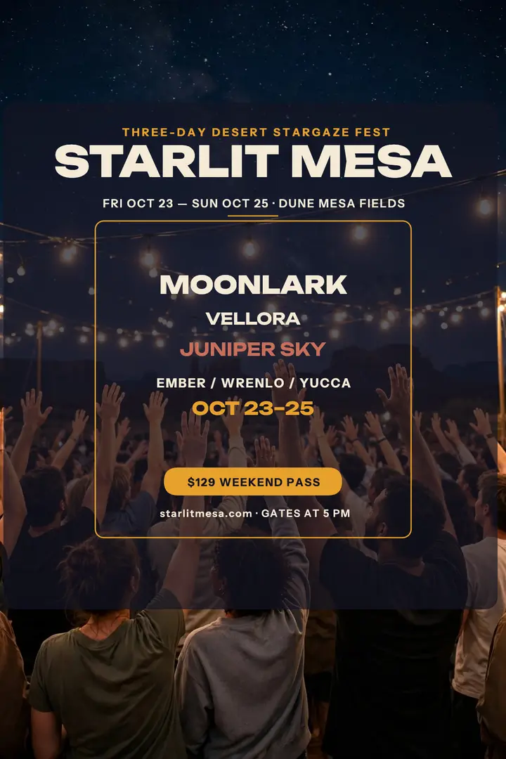 Starlit Mesa festival lineup bill poster template