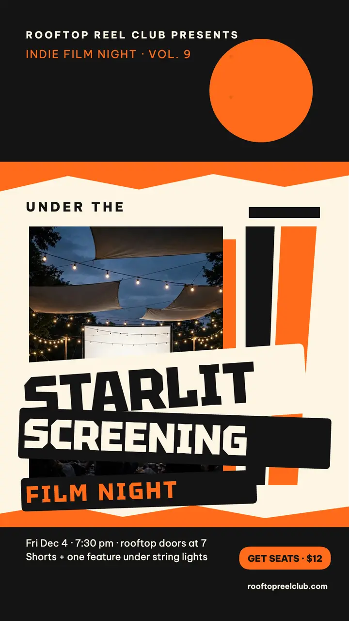 Rooftop Reel Club starlit screening story template