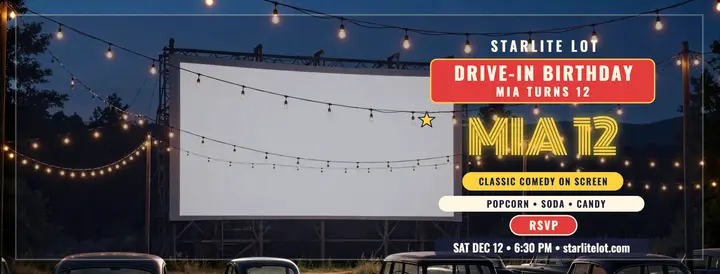 Starlite Lot drive-in birthday cover template