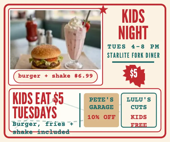 Starlite Fork kids night placemat ad template