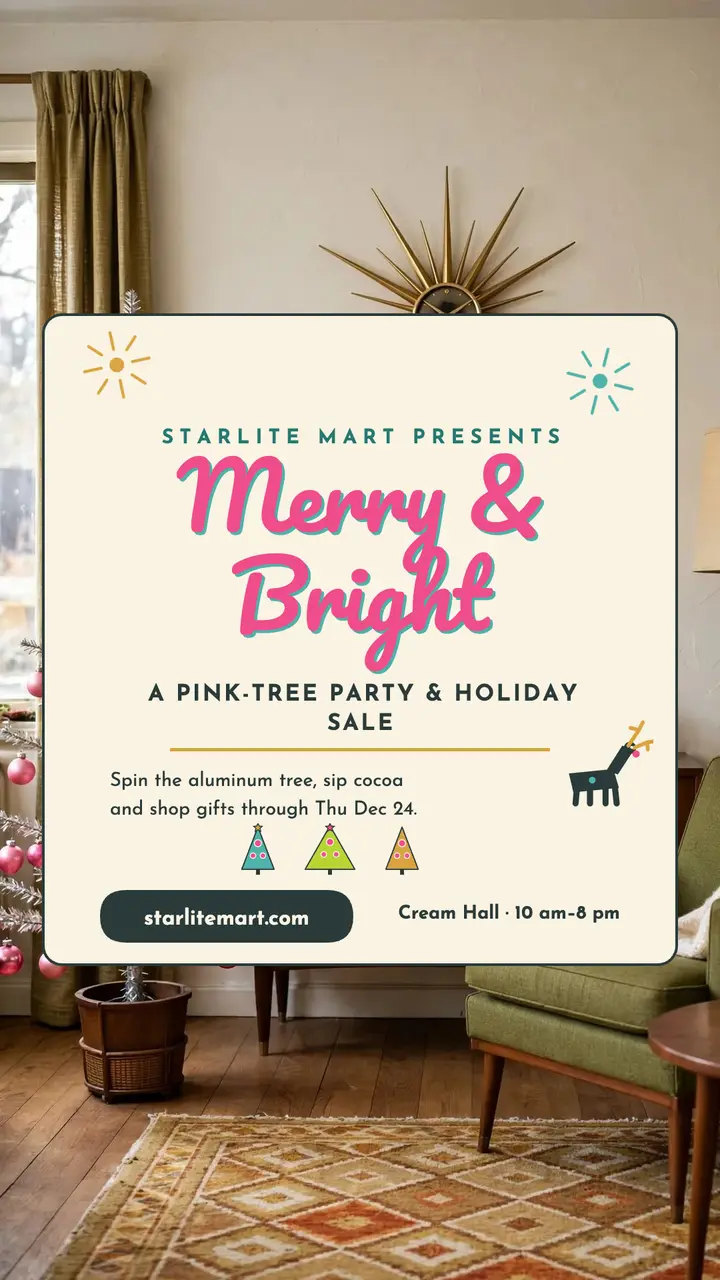 Starlite Mart pink Christmas party story template