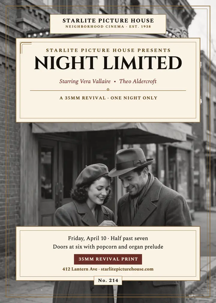 Starlite classic film night invite template