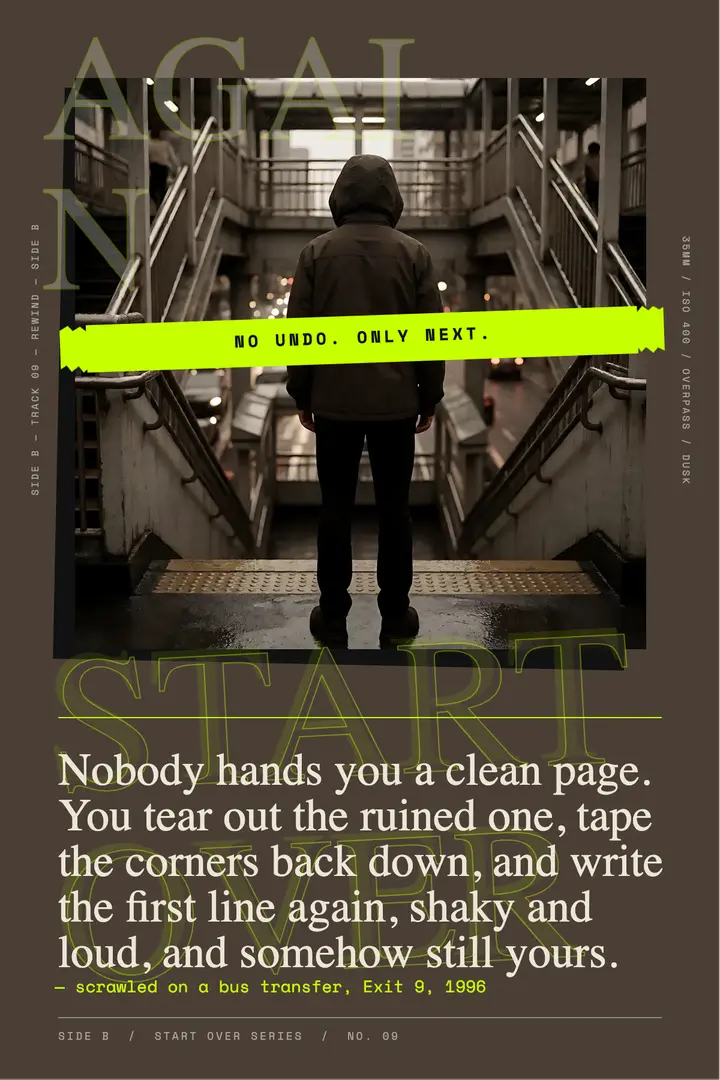 Start over quote poster, 90s grunge template