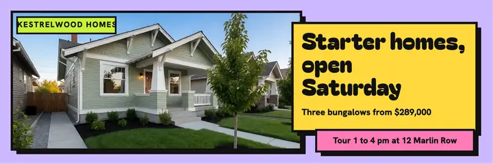 Kestrelwood Homes starter bungalows open house X header: starter homes open house x header template
