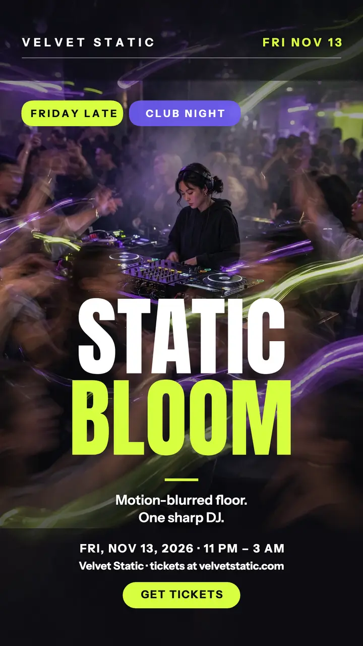 Velvet Static late DJ night story: dj night story template