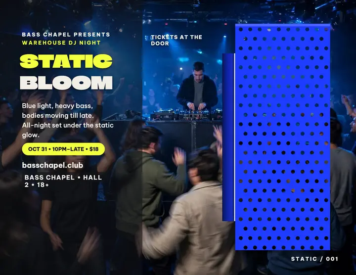 Bass Chapel Static Bloom DJ flyer: dj night flyer template