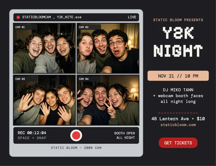 Static Bloom Y2K DJ night flyer template