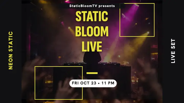 Static Bloom DJ night thumbnail at Neon Static template