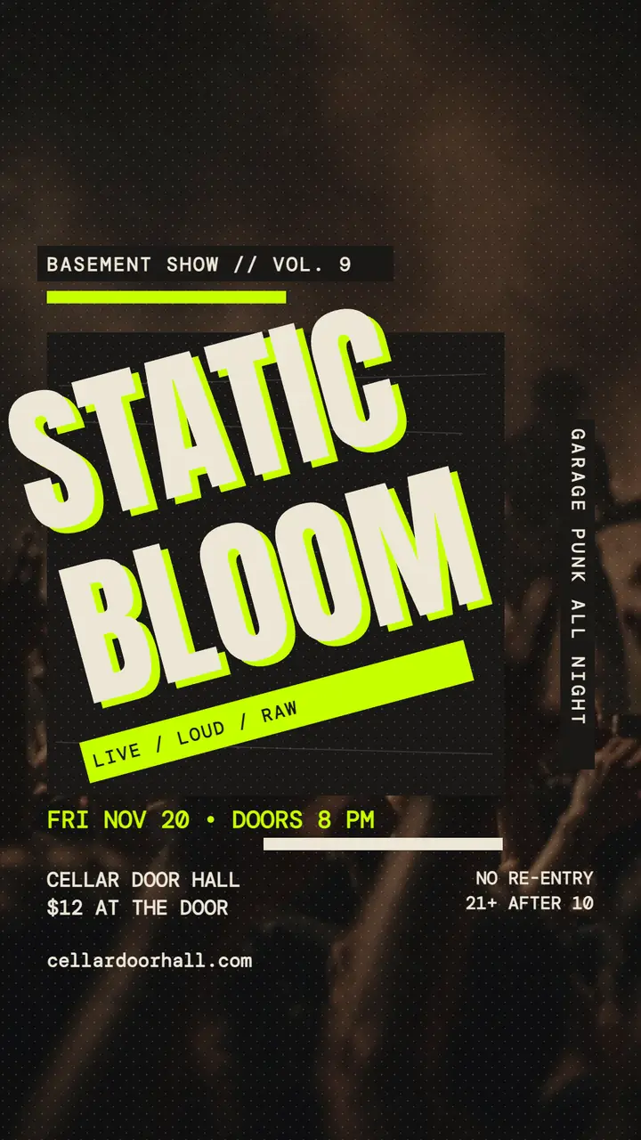 Static Bloom garage gig story template