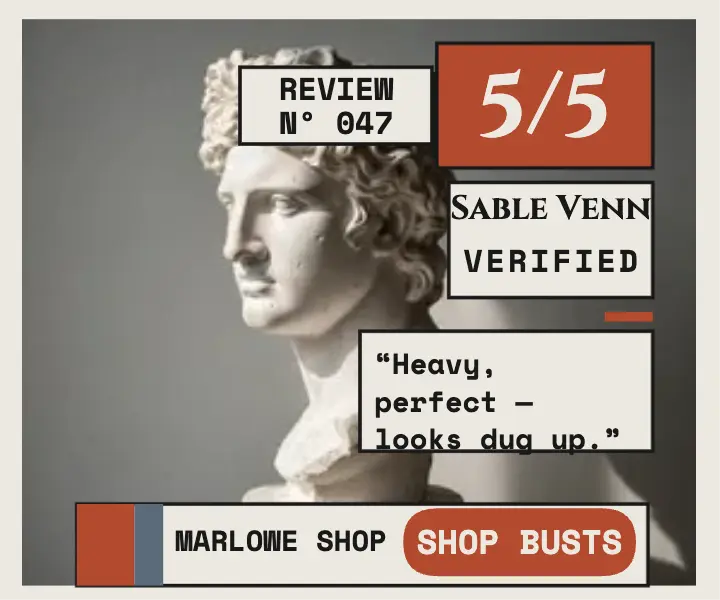 Marlowe bust review card template