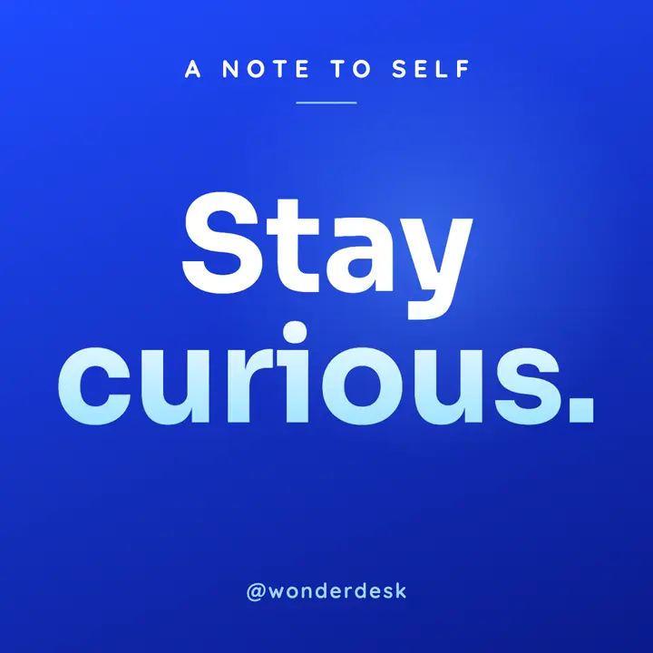 Electric blue Stay curious quote post template
