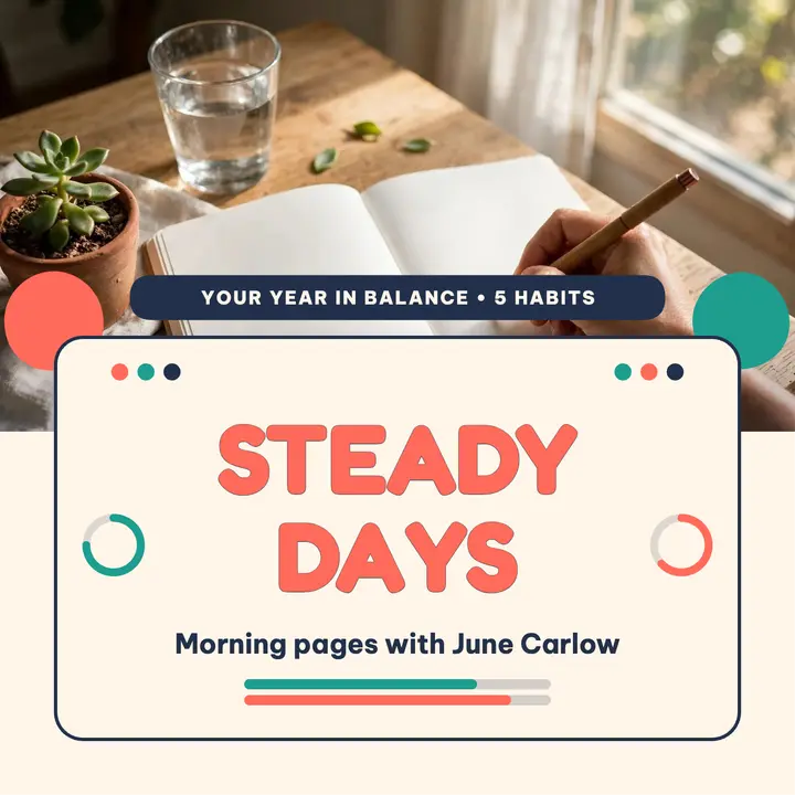 Steady Days morning journal podcast cover: wellness podcast cover template
