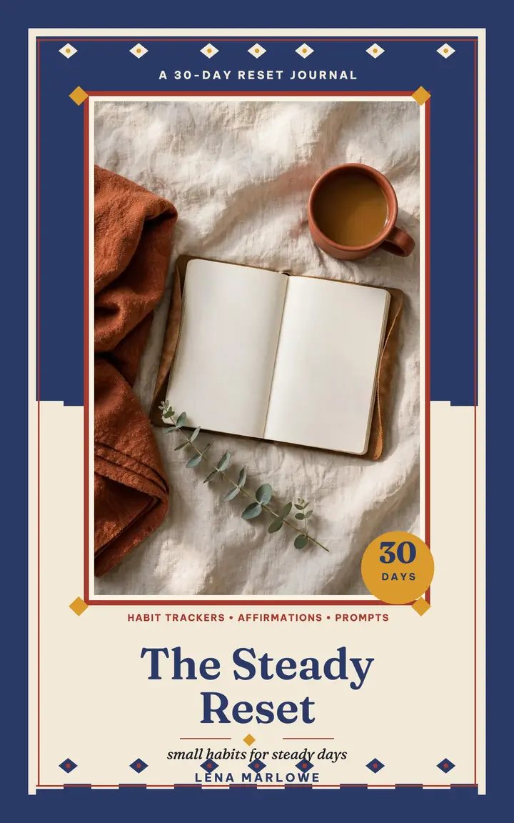 The Steady Reset wellness journal cover: wellness journal ebook cover template