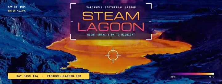 Vaporwell geothermal lagoon thermal cover template
