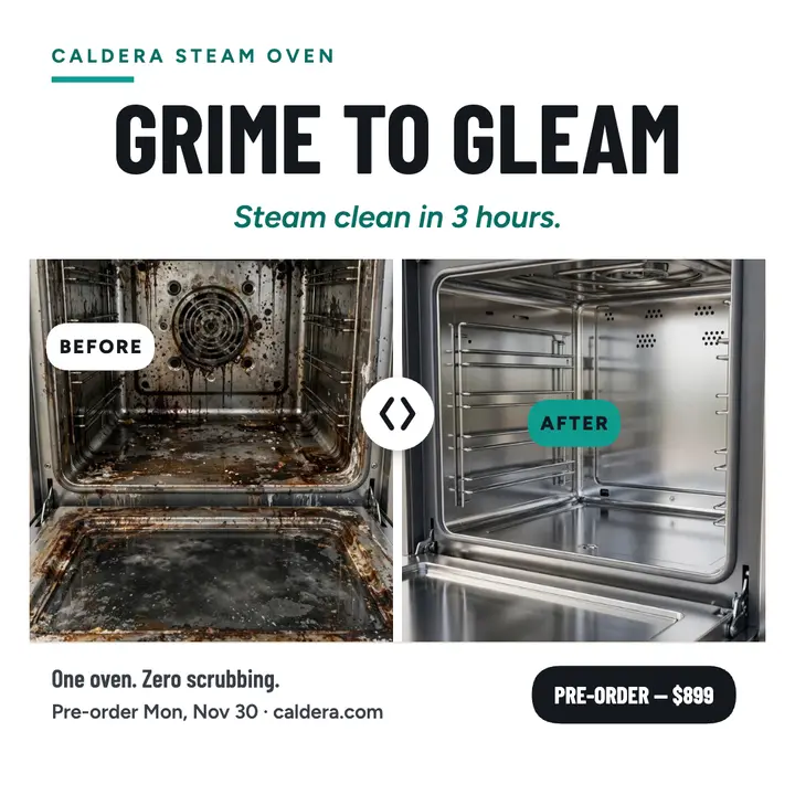 Caldera steam oven slider launch post: steam oven launch post template
