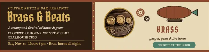 Brass and Beats steampunk banner template
