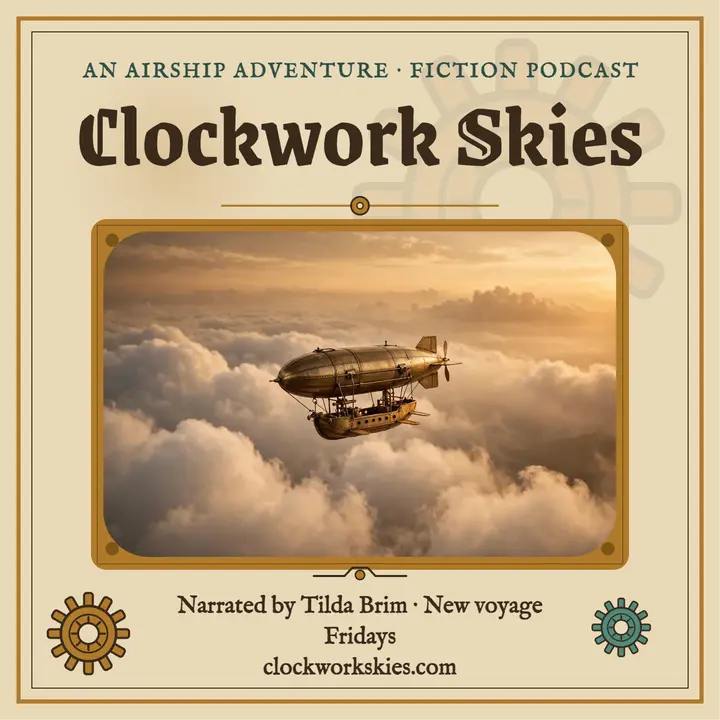 Clockwork Skies steampunk podcast cover template